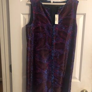 J Crew Midnight Floral Jacquard Shift Sheath Dress Purple Size 8 NWT Retro